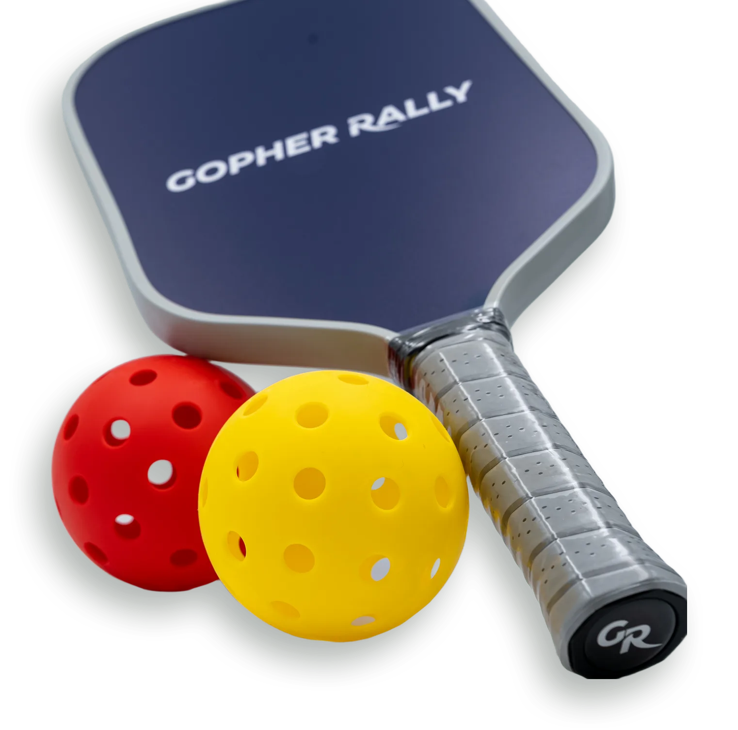 Gopher Rally pickleball paddle with two pickleballs